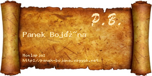 Panek Bojána névjegykártya